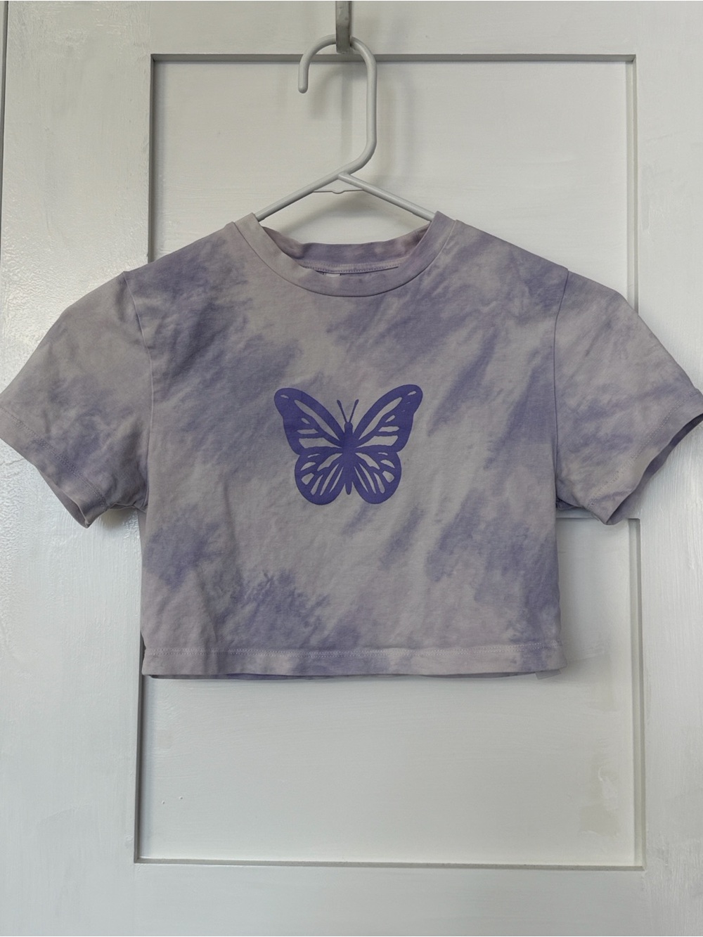 Lavender Tie-Dye Butterfly Crop Top - Unbranded